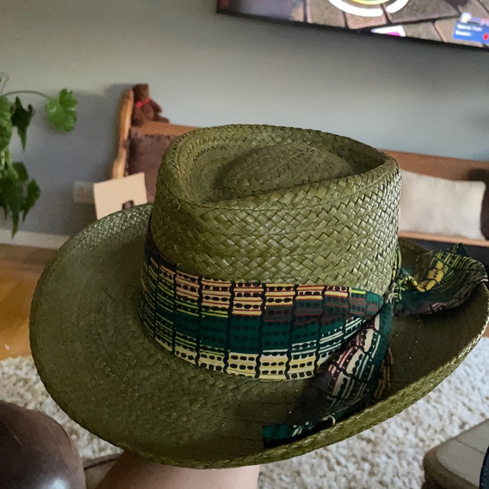 Vintage Knox New York olive green hat Montego planter